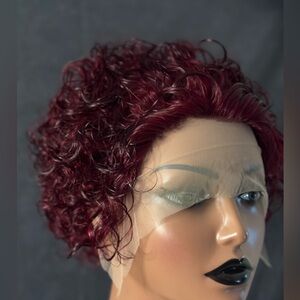 Short Pixie cut curly bob human hair wig 13x1 lace and 180% density